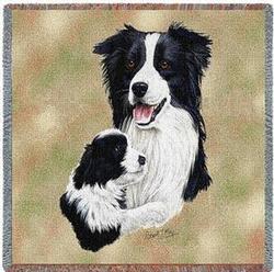 Border Collie & Pup Lap Square Tapestry Throw