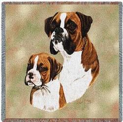 Boxer & Pup Lap Square Tapestry Throw