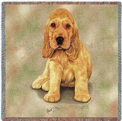 Cocker Spaniel Puppy Lap Square Tapestry Throw