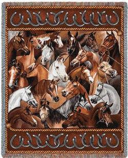 Bridled Horses Tapestry Throw