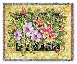 Tropical Flowers Tapestry Throw