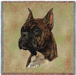 Boxer Brindle Lap Square Tapestry Throw