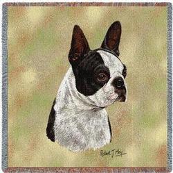 Boston Terrier Black Lap Tapestry Throw
