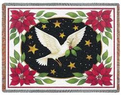 Dove And Poinsettias Tapestry Throw