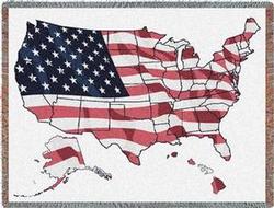  United States Flag Map Tapestry Throw