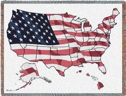 United States Flag Map Tapestry Throw