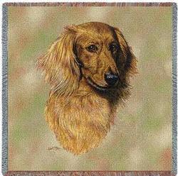 Longhaired Dachshund / Brown Lap Square Tapestry Throw