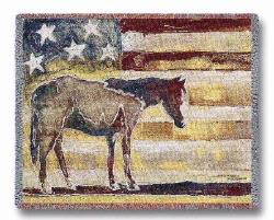Horse Red White Blue Tapestry Throw