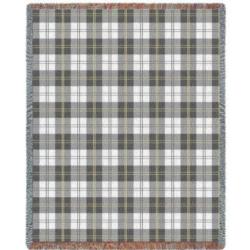 Plaid Soft Grey Tartan Tapestry Throw