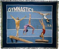 Girls Gymnastics Tapestry Throw