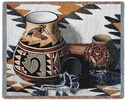 Kokopelli Pot Tapestry Throw