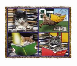 Cats Reading Tapestry Throw