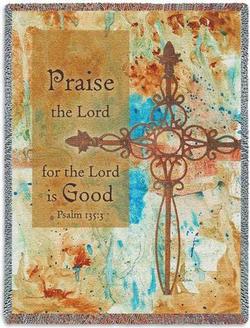 Psalm 135:5 Praise Crosses Tapestry Throw