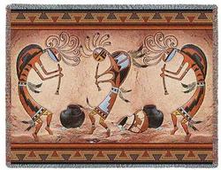 Kokopelli Pot Dance Tapestry Throw