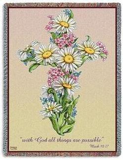 Daisy Cross, Mark 10:27 Tapestry Throw