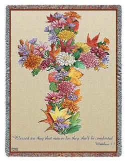 Cross - Autumn Cross, Matthew 5:4 Tapestry Throw