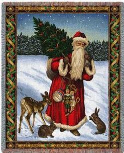 Father Christmas Red Tapestry Throw