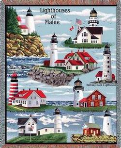 Lighthouses of Maine Lighthouse Tapestry Throw