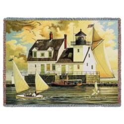 Rockland Breakwater Light Tapestry Throw