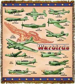 Warbirds Planes Tapestry Throw