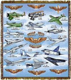 USAAC and USAF Fighter Planes Tapestry Throw