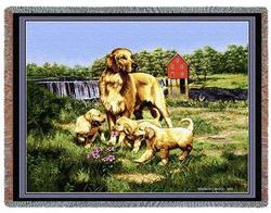 Golden Retriever Family Tapestry Throw