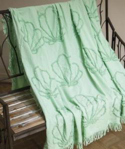 Seashell Sea-foam Vintage Tufted Cotton Throw