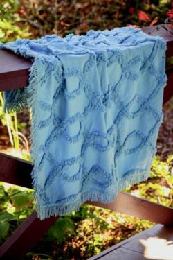 Vintage Tufted Blue Mini / Baby 100% Cotton Throw