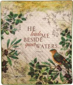 He Leads Me Beside Quiet Waters, Psalm 23 Quilt Blanket