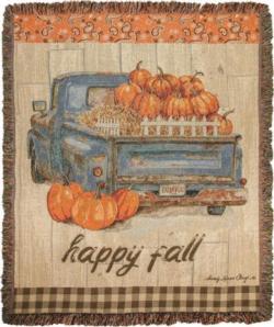   Pumpkin Truck Tapestry Throw