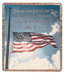 A Salute To Our Soldiers, John 15:13 Tapestry Throw