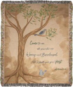 Matthew 11:28  Come To Me All Who Are Weary Tapestry Throw