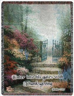 The Garden of Promise, Psalm 100:4 Tapestry Throw