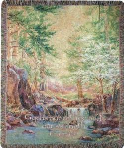 Psalm 46:1 Nature's Retreat Tapestry Throw