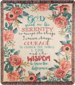 Serenity Prayer Floral Tapestry Throw