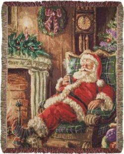   Santa Sipping Cocoa Tapestry Blanket