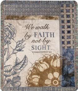  We Walk By Faith, 2 Corinthians 5:7, KJV Tapestry Throw