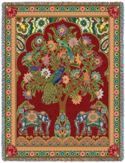 Asian Elephants Tapestry Throw