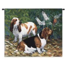 Bassett Hound And Butterfly Tapestry Wall Hanginigs