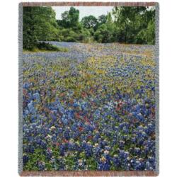 Texas - State Flower Bluebonnets Cotton Throw