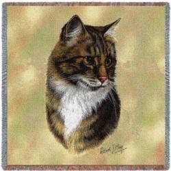 Brown Tabby Cat  Tapestry Throw