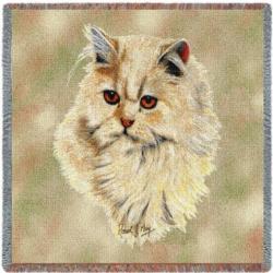 Cream Persian Cat Tapestry Throw