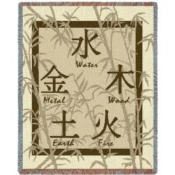 Feng Shui Chinese Symbols Tapestry Throw