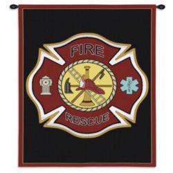 Firefighter Shield Tapestry Wall Hanging