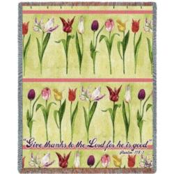 Psalm 118:1 Tulips Tapestry Throw       