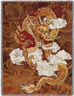 Golden Dragon Tapestry Throw