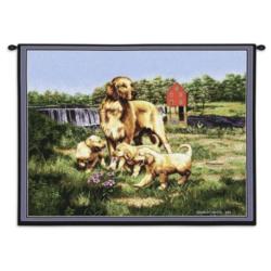 Golden Retriever Family Tapestry Wall Hanging