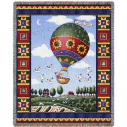 Balloon  - Sunflower Hot Air Balloon Tapestry Throw