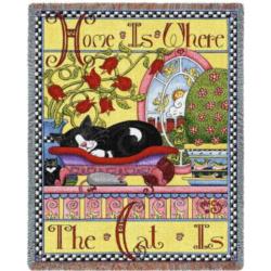 Hme is Where The Cat IsTapestry Throw