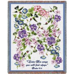 Psalm 91:4 Hummingbird - Under His Wings You Will Find Refuge Tapestry Throw
